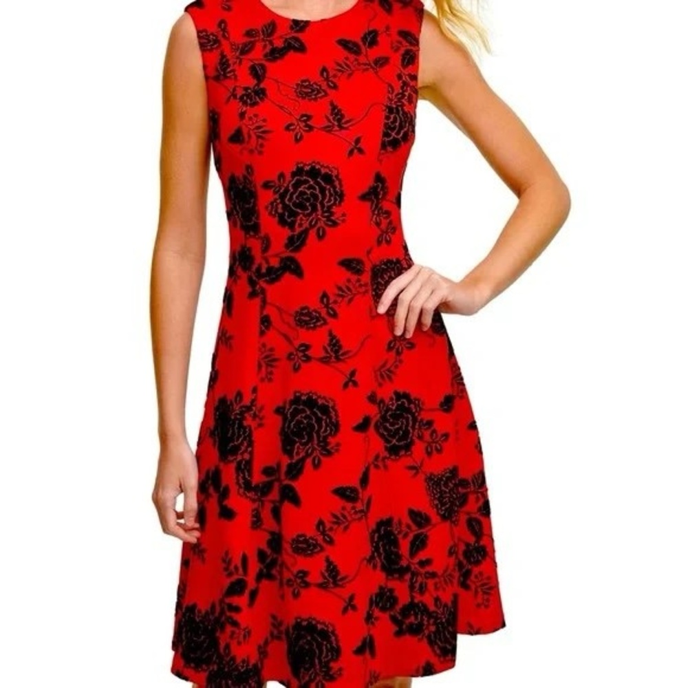 Elegant Red Floral Dress